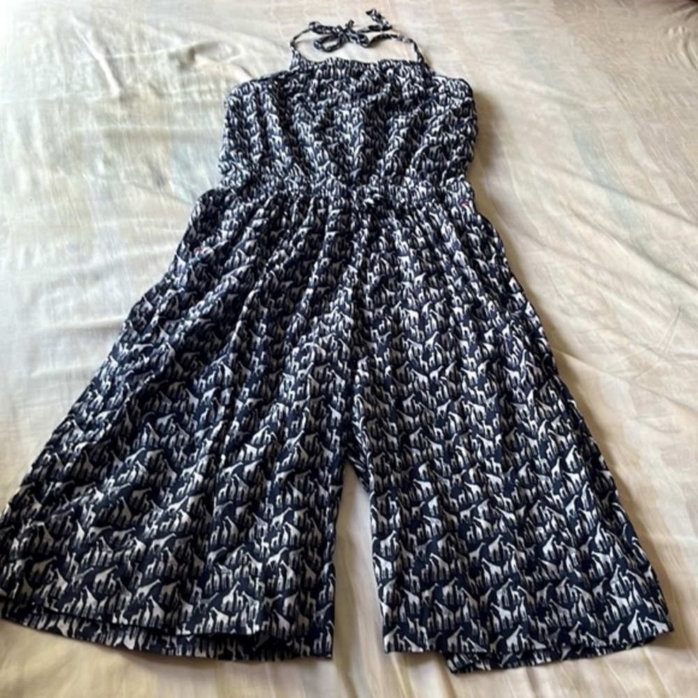 Crewcuts girls navy and white giraffe jumpsuit in size 12